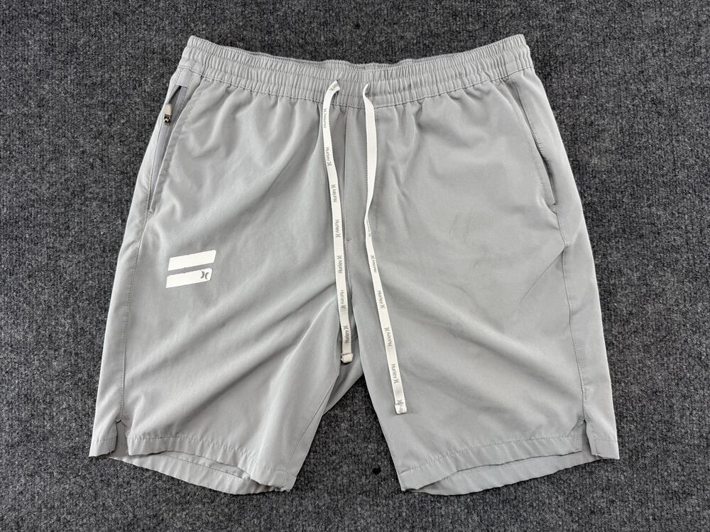 Hurley Shorts Mens Small Gray Elastic Waist Drawstring Stretch 7 Inseam Casual
